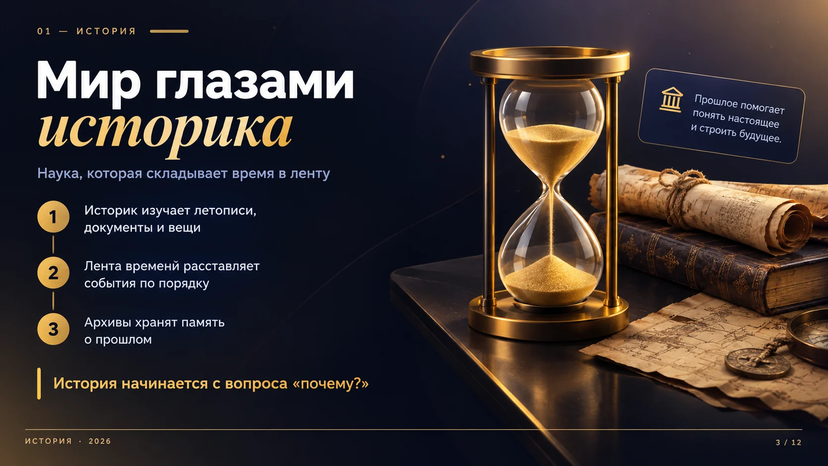 Слайд: Мир глазами историка: наука о прошлом