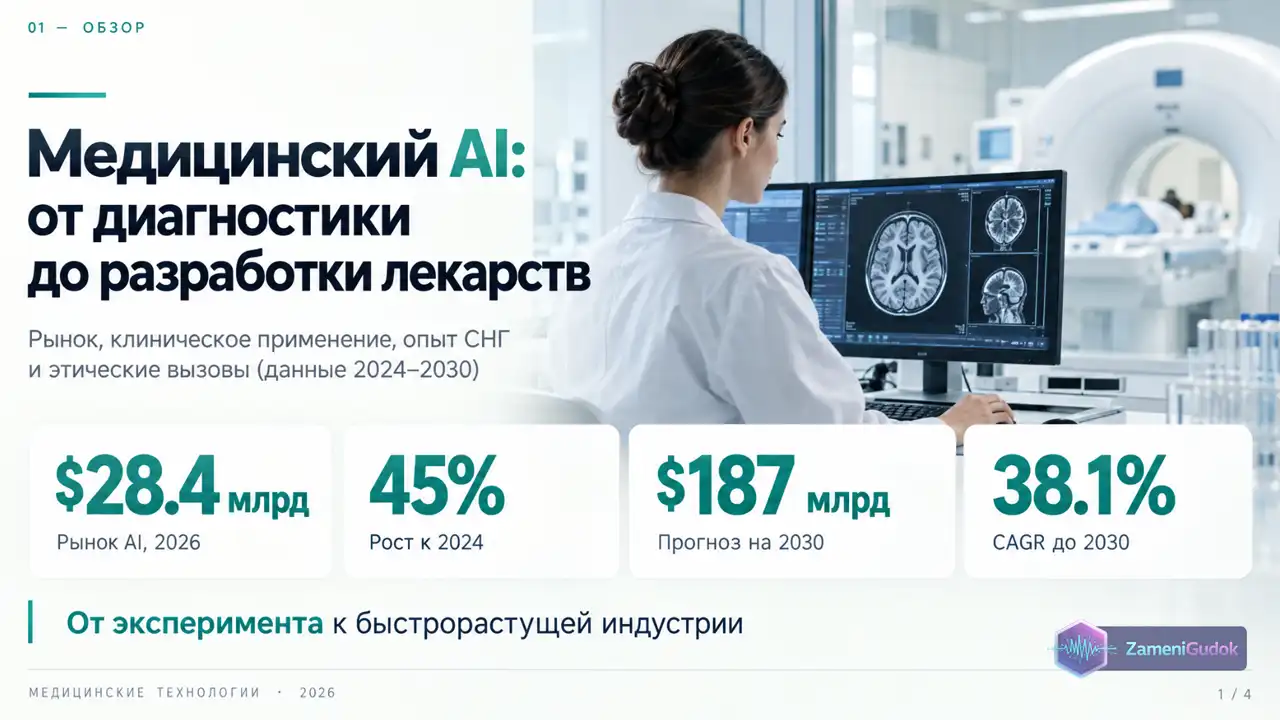 Слайд: Медицинский AI: от диагностики к лекарствам